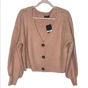 NWT Topshop Pink Button Down Balloon Sleeve Cardigan